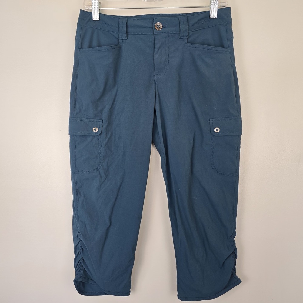 Eddie Bauer Pants Womens 2 Blue Cargo Utility Pockets Outdoor Nylon Stretch.D97‎